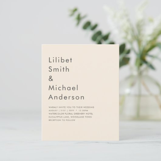 Magnolia Cream Modern Wedding Typografy (Stehend Vorderseite)