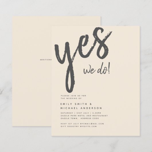 Magnolia Cream Modern Wedding Typografy (Vorne/Hinten)