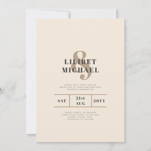 Magnolia Cream Modern Wedding Typografy (Vorderseite)
