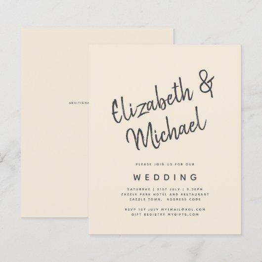 Magnolia Cream Modern Wedding Typografy (Vorne/Hinten)