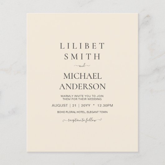 Magnolia Cream Modern Wedding Typografy (Vorderseite)