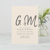 Magnolia Cream Modern Wedding Typografy Einladung (Stehend Vorderseite)