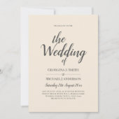 Magnolia Cream Modern Wedding Typografy Einladung (Vorderseite)