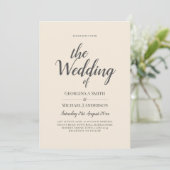 Magnolia Cream Modern Wedding Typografy Einladung (Stehend Vorderseite)