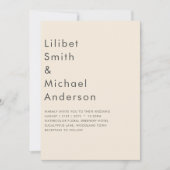 Magnolia Cream Modern Wedding Typografy Einladung (Vorderseite)