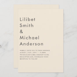 Magnolia Cream Modern Wedding Typografy Einladung