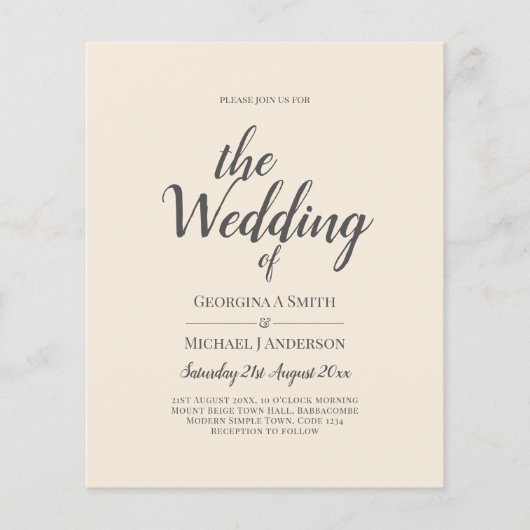 Magnolia Cream Modern Wedding Typografy Flyer (Vorne)