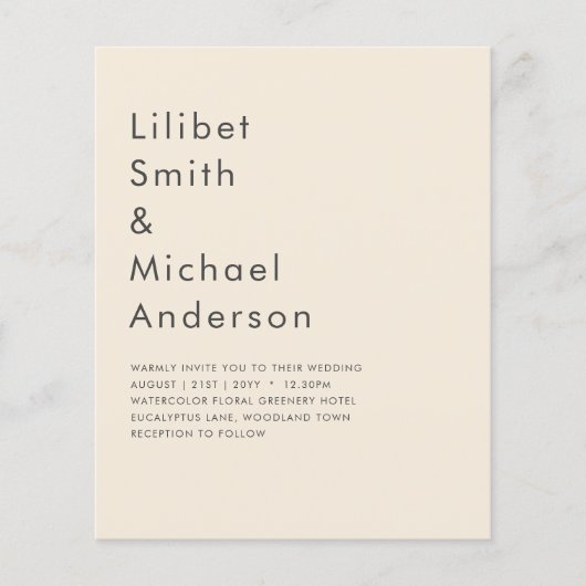 Magnolia Cream Modern Wedding Typografy Flyer (Vorne)