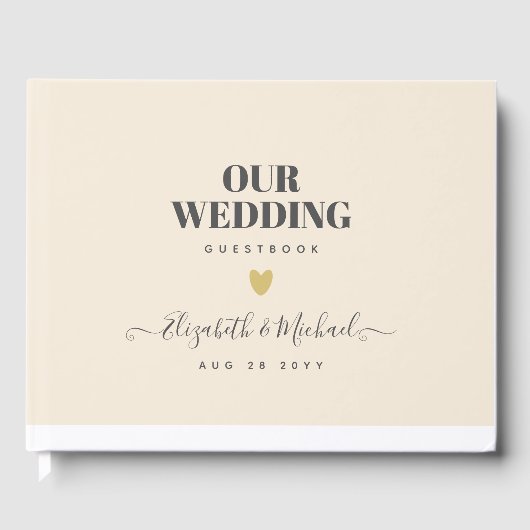 Magnolia Cream Modern Wedding Typografy Gästebuch (Vorderseite)