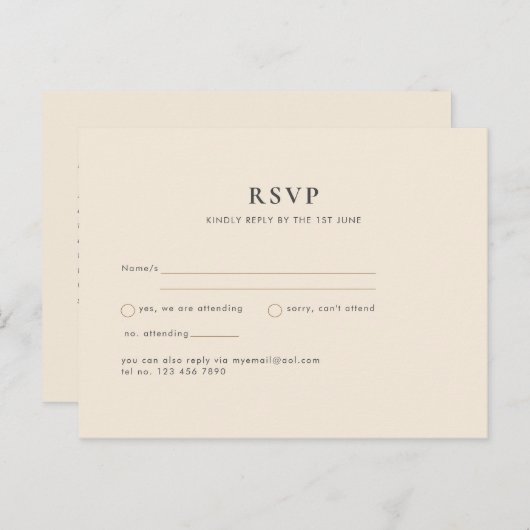 Magnolia Cream Modern Wedding Typografy Postkarte (Vorne/Hinten)