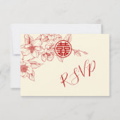 Magnolia Cream Red Chinese Wedding RSVP (Rückseite)