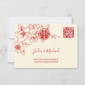 Magnolia Cream Red Chinese Wedding RSVP Karte (Rückseite)