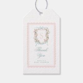 Magnolia Crest Favor Tag | Pink Scalloped Bow Geschenkanhänger