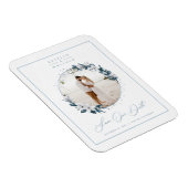 Magnolia & Dusty Blue Circle Foto Save The Date Magnet (Rechte Seite)