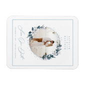 Magnolia & Dusty Blue Circle Foto Save The Date Magnet (Horizontal)