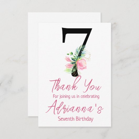 Magnolia Einladung zum Geburtstag, 7. Geburtstag (Vorne/Hinten)