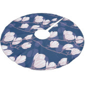 Magnolia Elegance: Frühlingsblut der Marine Polyester Weihnachtsbaumdecke (Schrägansicht)