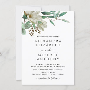 Magnolia Eucalyptus Foto Elegante Hochzeit Einladung