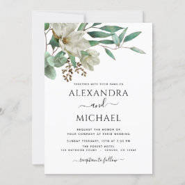 Magnolia Eucalyptus Foto Elegante Hochzeit Einladung