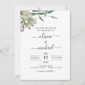 Magnolia Eucalyptus Foto Greenery Wedding Einladung (Vorderseite)
