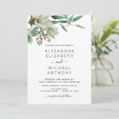 Magnolia Eucalyptus Watercolor Einladung (Stehend Vorderseite)