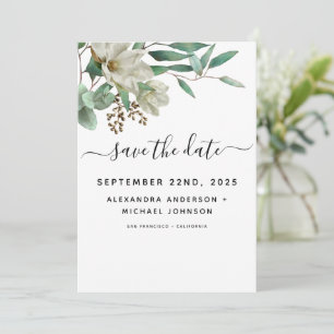 Magnolia Eucalyptus Watercolor Save The Date
