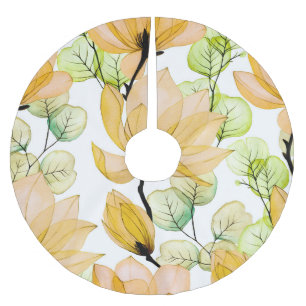 Magnolia Eukalyptus: Aquarellfarben - Nahtlose Pri Polyester Weihnachtsbaumdecke