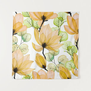 Magnolia Eukalyptus: Aquarellfarben - Nahtlose Pri Wandteppich