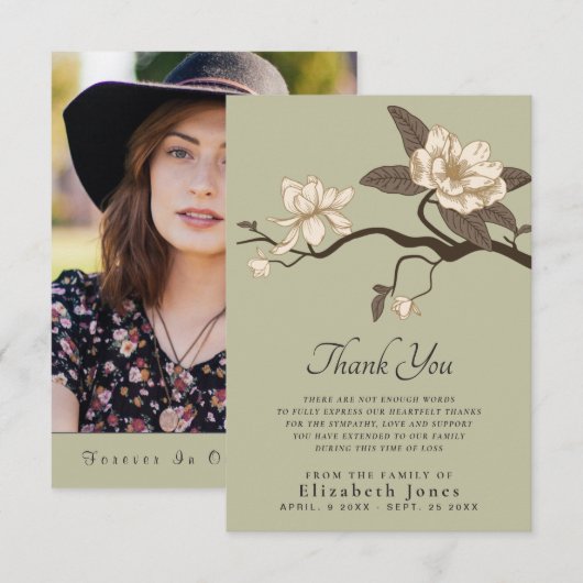 Magnolia Feier des Lebens Dankeschön Karte (Vorne/Hinten)