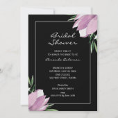 Magnolia Floral Black Brautparty Einladung (Vorderseite)