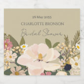 Magnolia Floral Bouquet Brautparty Schaumweinetikett (Einzelnes Label)