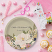 Magnolia Floral Bouquet Wedding Party Pappteller (Party)