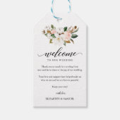 Magnolia Floral Bouquet Wedding Script Willkommen Geschenkanhänger (Vorderseite)
