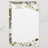 Magnolia Floral Briefpapier (Vorne/Hinten)