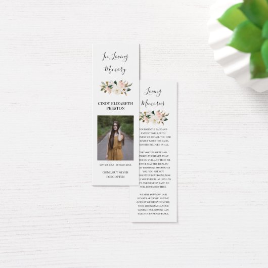 Magnolia Floral Foto Beerdigung Gedicht Lesezeiche (Schreibtisch)