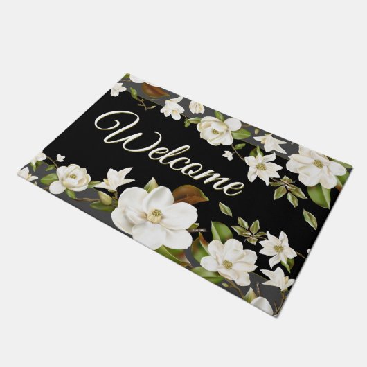 Magnolia Floral Fußmatte (Schrägansicht)