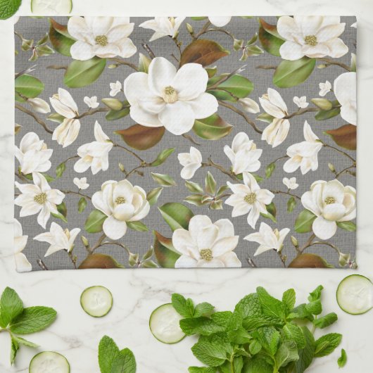 Magnolia Floral Geschirrtuch (Gefaltet)