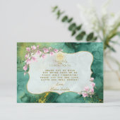 Magnolia Floral Malachite Gold Heilige Kommune Dankeskarte (Stehend Vorderseite)