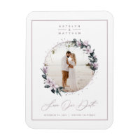 Magnolia Floral & Mauve Circle Foto Save The Date