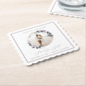 Magnolia Floral & Mauve Circle Foto Save The Date Untersetzer (angewinkelt)