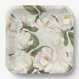 Magnolia Floral Paper Plate Pappteller