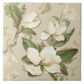 Magnolia Floral Print Decorative Tile Fliese (Vorderseite)