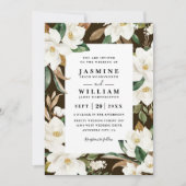 Magnolia Floral Rustic Elegant QR Code Wedding Einladung (Vorderseite)