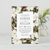 Magnolia Floral Rustic Elegant QR Code Wedding Einladung (Stehend Vorderseite)