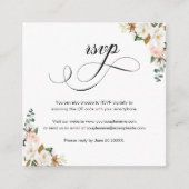 Magnolia floral Script QR Code Wedding RSVP Card Begleitkarte (Vorderseite)