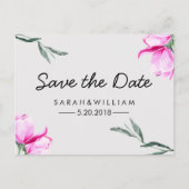Magnolia Floral Wasserfarbe Save the Date Postkart Ankündigungspostkarte (Vorderseite)