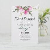 Magnolia Floral Watercolor Engagement Party Einladung (Stehend Vorderseite)