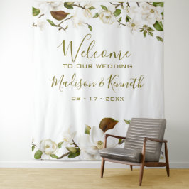 Magnolia Floral Wedding Background Wandteppich