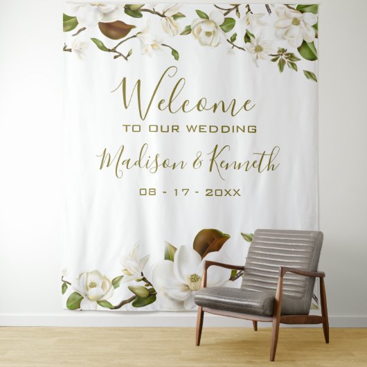 Magnolia Floral Wedding Background Wandteppich (Beispiel)