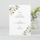 Magnolia Floral Wedding Menu Menükarte (Stehend Vorderseite)